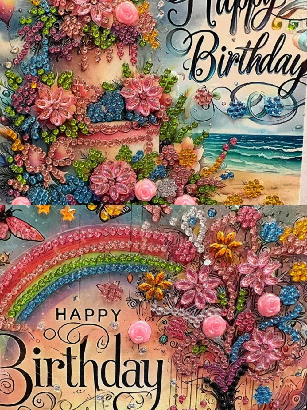 2 Handmade Rhinestone Birthday Card – Sparkling Keepsake